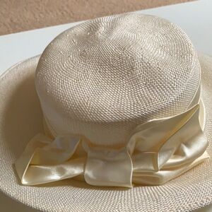 VINTAGE MISS BIERNER SUMMER HAT CREAM STANDARD SS MADE USA SPRING EASTER CHURCH
